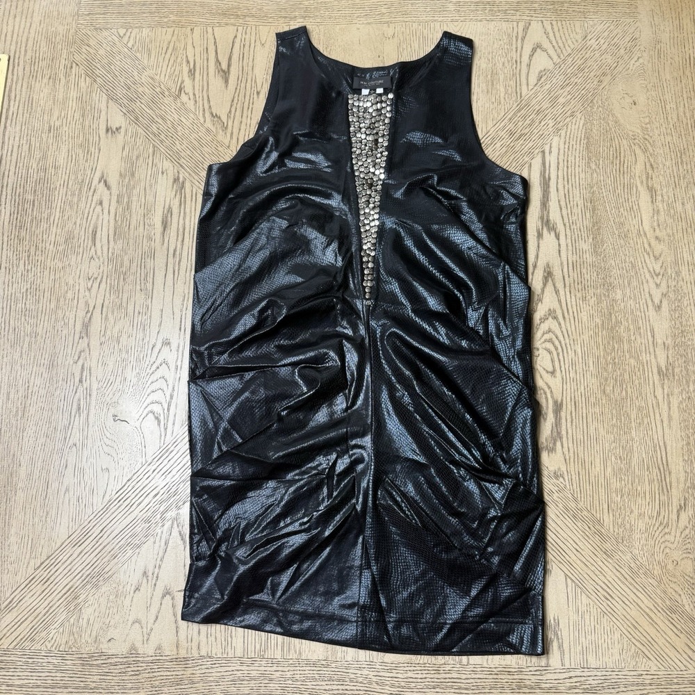 MM Couture By Miss Me Large Studded‎ Beaded Snake Print Like Mini Sheath Dress